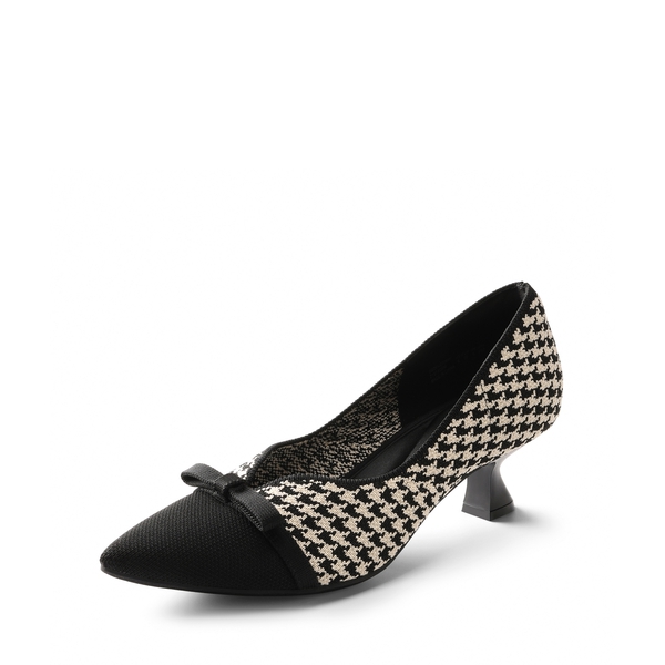 Comfortable Dressy Bow Pumps - CHIDORI GRID -  0